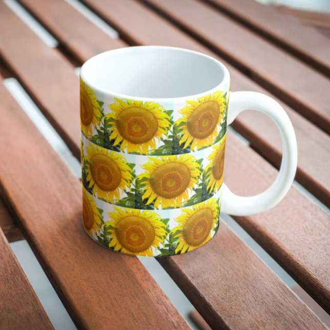 Large Yellow Sunflower Floral Pattern Mug (In Situ Bench)