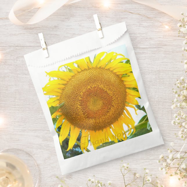 Large Yellow Sunflower Floral Thank You Favour Bags (Clipped)
