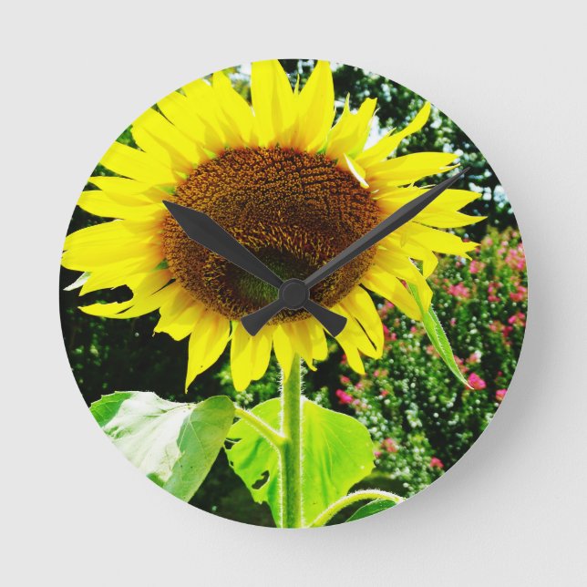 Large yellow Sunflower Round Clock (Front)
