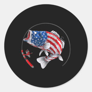 Largemouth B Fish Usa American Flag Fishing  Classic Round Sticker