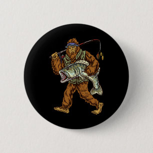 Largemouth B Fishing Bigfoot Fisherman 1  6 Cm Round Badge