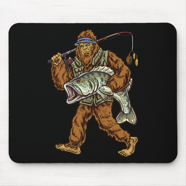 Largemouth B Fishing Bigfoot Fisherman 1  Mouse Pad (Front)