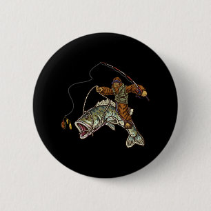 Largemouth B Fishing Bigfoot Fisherman  6 Cm Round Badge