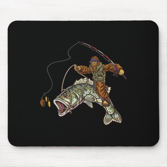 Largemouth B Fishing Bigfoot Fisherman  Mouse Pad (Front)