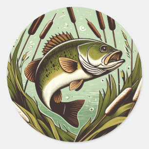 Largemouth Bass angler Fisherman Father's day Classic Round Sticker
