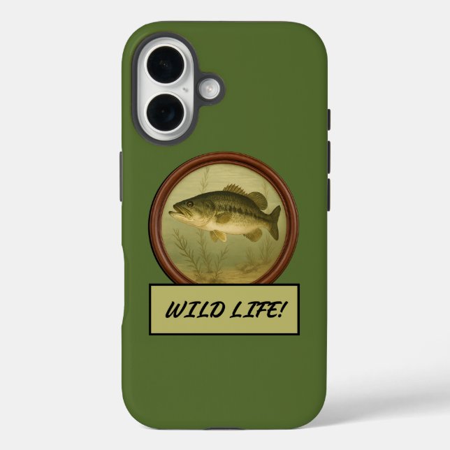 Largemouth Bass Dark Olive Green iPhone Case (Back)
