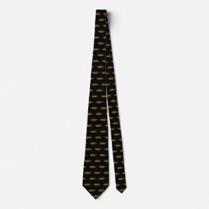 Largemouth Bass Fish Pattern Black Tie