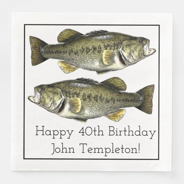 Largemouth Bass Fishing Birthday Party Napkins (Front)