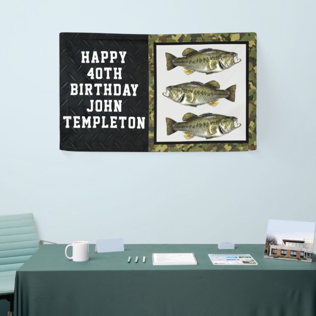 Largemouth Bass Fishing Cool Men's Birthday Camo B Banner (Tradeshow)