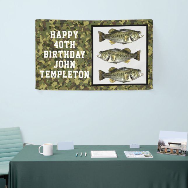 Largemouth Bass Fishing Cool Men's Birthday Camo Banner (Tradeshow)