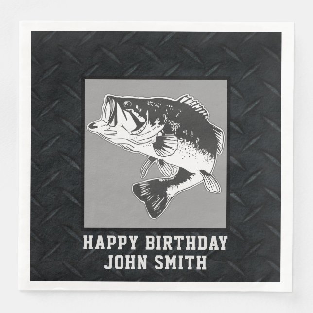 Largemouth Bass Fishing Men's Birthday Party Napkin (Front)