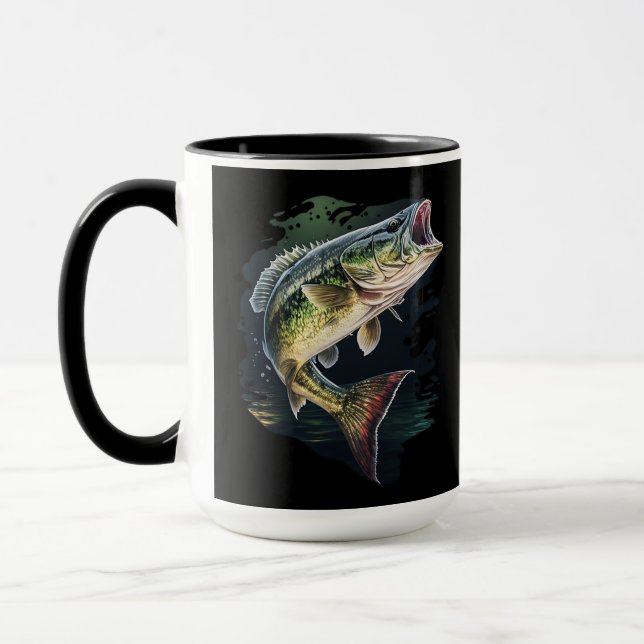 Largemouth Bass Fishing Monogram Mug (Left)