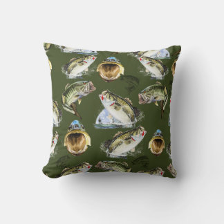 Largemouth Bass Fishing Wrapping Paper Cushion