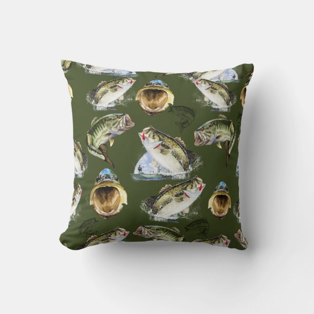 Largemouth Bass Fishing Wrapping Paper Cushion (Front)