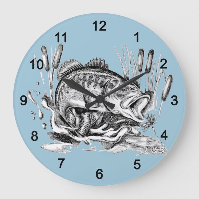 Largemouth Bass Large Clock (Front)