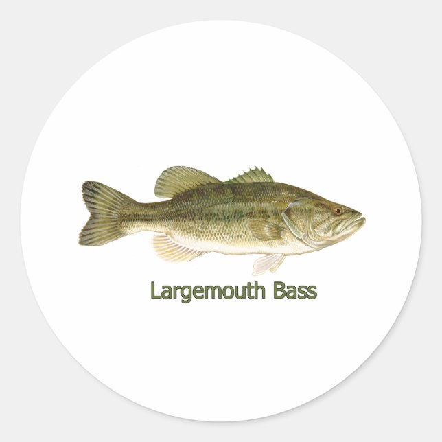Largemouth Bass Logo (titled) Classic Round Sticker (Front)