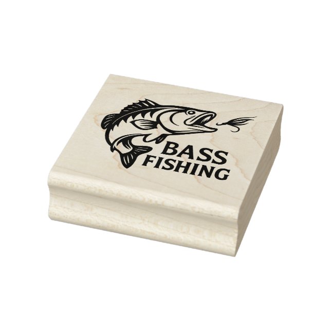 Largemouth Bass Lunging for a lure bait Rubber Stamp (Stamp)