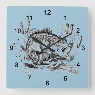 Largemouth Bass Square Wall Clock