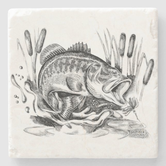 Largemouth Bass Stone Coaster (Front)