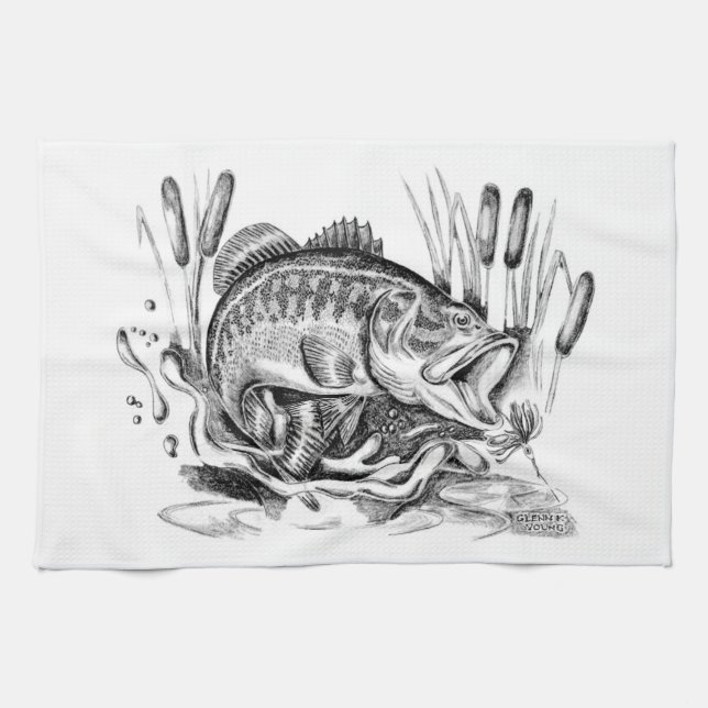 Largemouth Bass Tea Towel (Horizontal)
