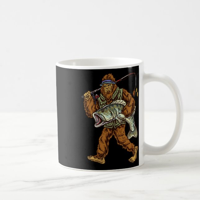 Largemouth Byss Fishing Bigfoot Fisherman 1  Coffee Mug (Right)
