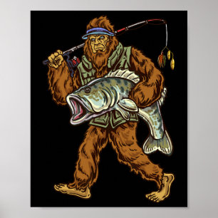 Largemouth Byss Fishing Bigfoot Fisherman 1  Poster