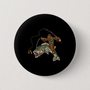 Largemouth Byss Fishing Bigfoot Fisherman  6 Cm Round Badge