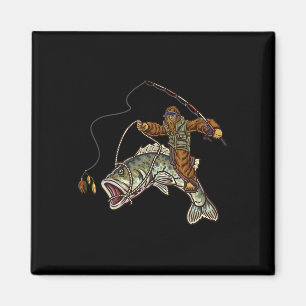 Largemouth Byss Fishing Bigfoot Fisherman Magnet