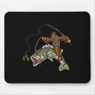 Largemouth Byss Fishing Bigfoot Fisherman Mouse Pad
