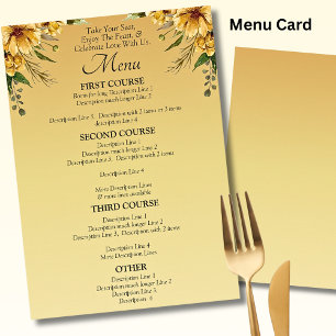Larger Menu Card - Golden Yellow Wedding Suite