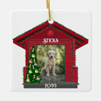Larger Puppy Rectangular Upload Photo Dog House Ceramic Ornament