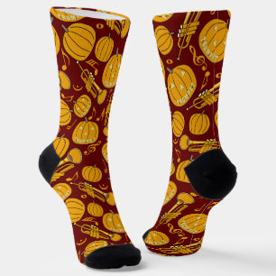 Larger Trumpets Music Note Pumpkins Socks