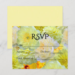 Larger Yellow Floral Watercolor Wedding RSV RSVP Card