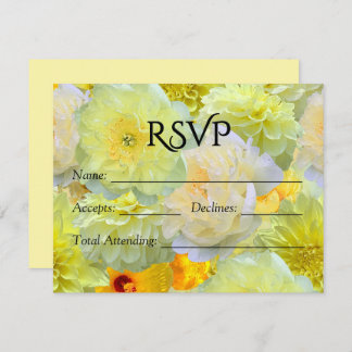 Larger Yellow Floral Watercolor Wedding RSV RSVP Card