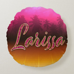 Larissa First Name Golden pink cushion