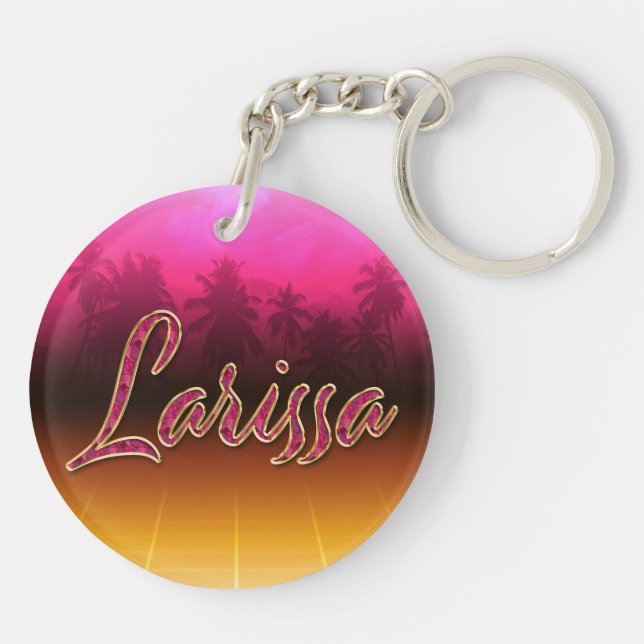 Larissa First name Golden pink keychain (Back)