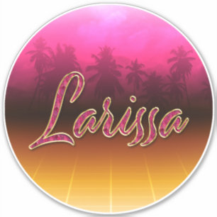 Larissa First name name golden pink sticker