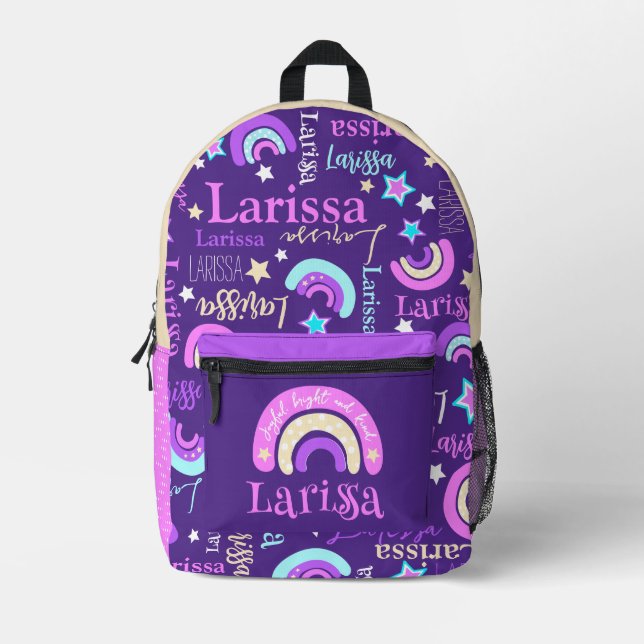 Larissa graphic rainbow name definition printed backpack (Front)