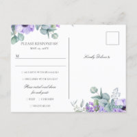 Larissa Purple Floral Meal Choice Wedding RSVP