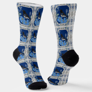 Lark Bunting And Colorado Blue Columbine Socks