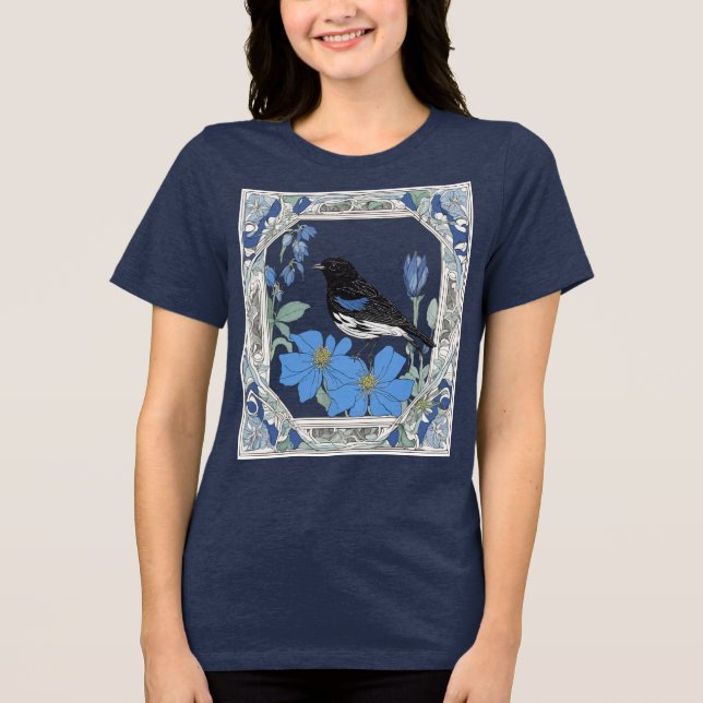 Lark Bunting And Colorado Blue Columbine  Tri-Blend Shirt (Front)