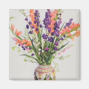 Larkspur and Gladioli in a Moroccan Vase Magnet
