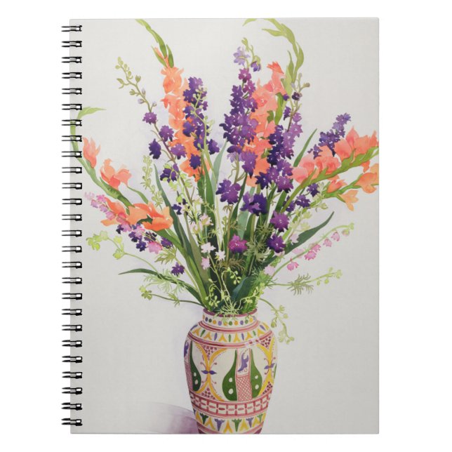 Larkspur and Gladioli in a Moroccan Vase Spiral Notebook (Front)
