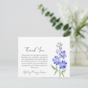 Larkspur   Bereavement Thank You Card 