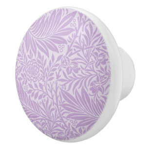 Larkspur by William Morris Vintage Purple Floral Ceramic Knob