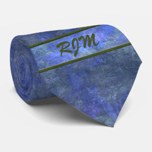 Larkspur Inspired Periwinkle Blue Monogram Tie