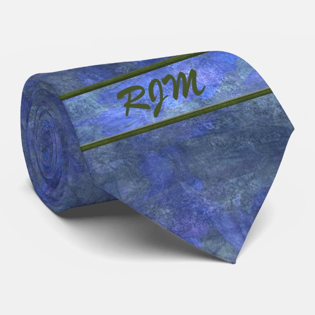 Larkspur Inspired Periwinkle Blue Monogram Tie (Rolled)