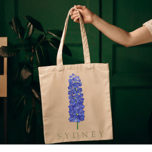 Larkspur July Custom Birth Flower Gift Tote Bag