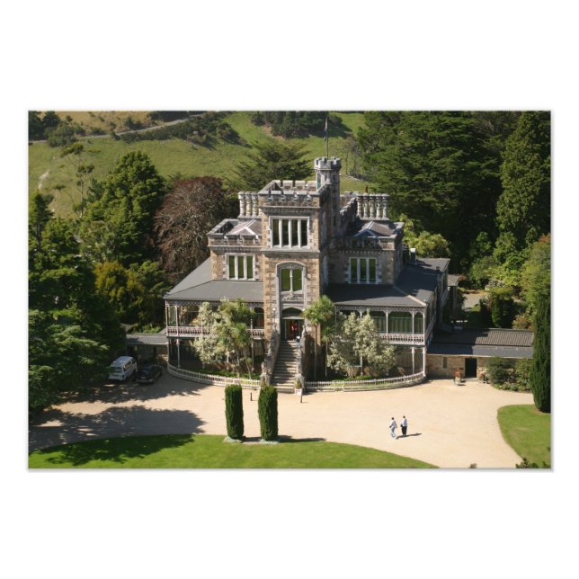 Larnach Castle, Dunedin, New Zealand - aerial Photo Print (Front)