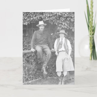 Larry Larom and a women posing. Card